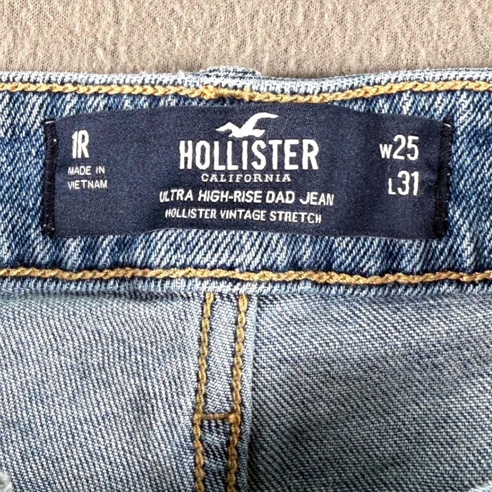 Hollister Dad Jeans Ultra High Rise Light Wash Straight Leg W25 L31 Casual - Picture 5 of 12